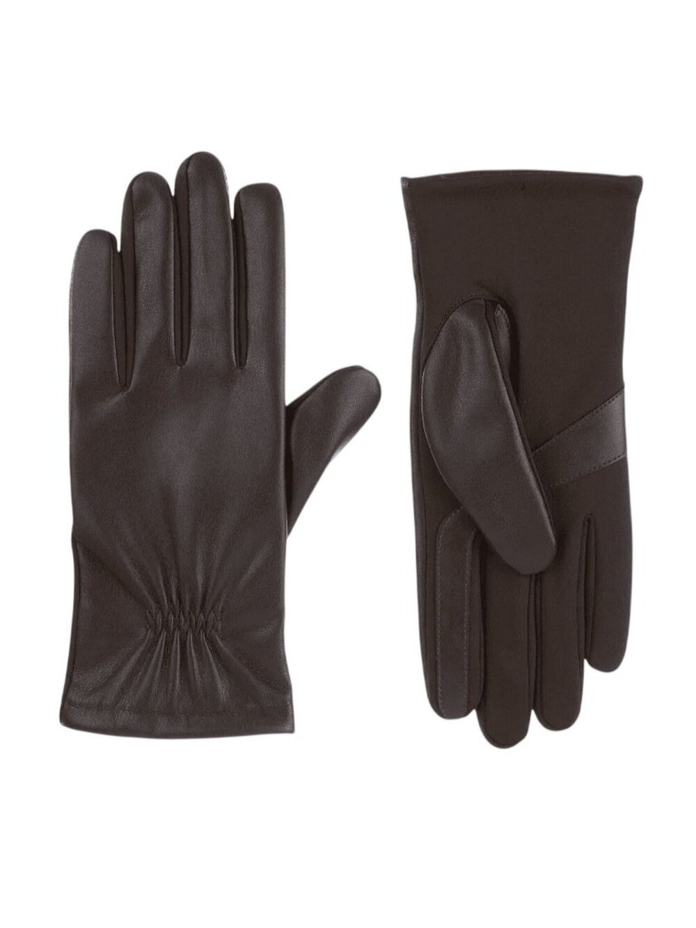 NWT Isotoner Stretch Leather Touchscreen Gloves 430M3 Brown S/M